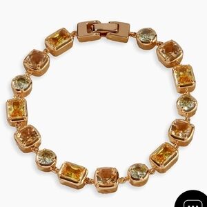 Luv Aj 18k Gold Plated Sterling Silver Citrine & Cubic Zirconia Bracelet